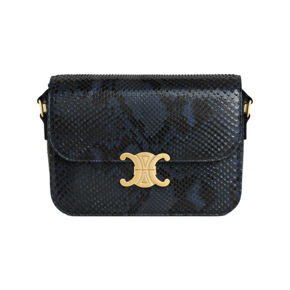 187362N59-07QF Celine Classique Triomphe Bag In Python Deep Navy