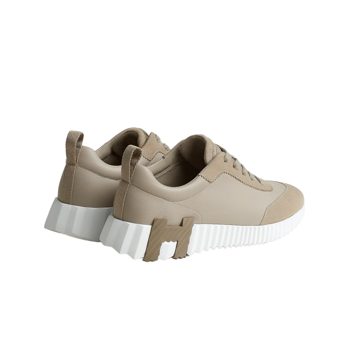 (W) 에르메스 바운싱 스니커즈 스포츠 스웨이드 고트스킨 & 베쥬 갈레((W) Hermes Bouncing Sneakers Sport Suede Goatskin & Beige Galet) - 3