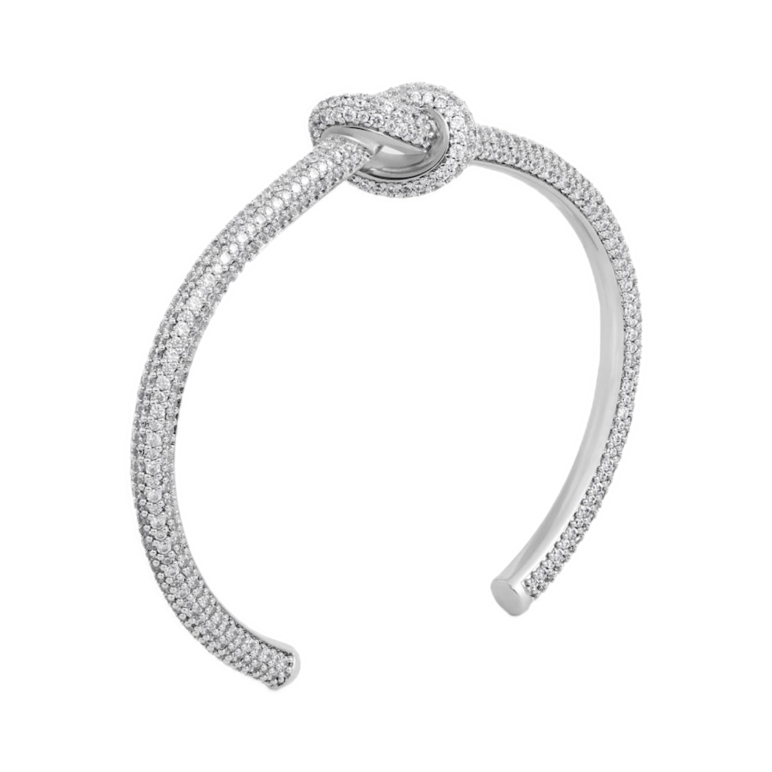 셀린느 노트 스파클 커프 스트라스 앤 브래스 로듐 피니쉬 실버(Celine Knot Sparkle Cuff In Strass and Brass with Rhodium Finish Silver) - 2