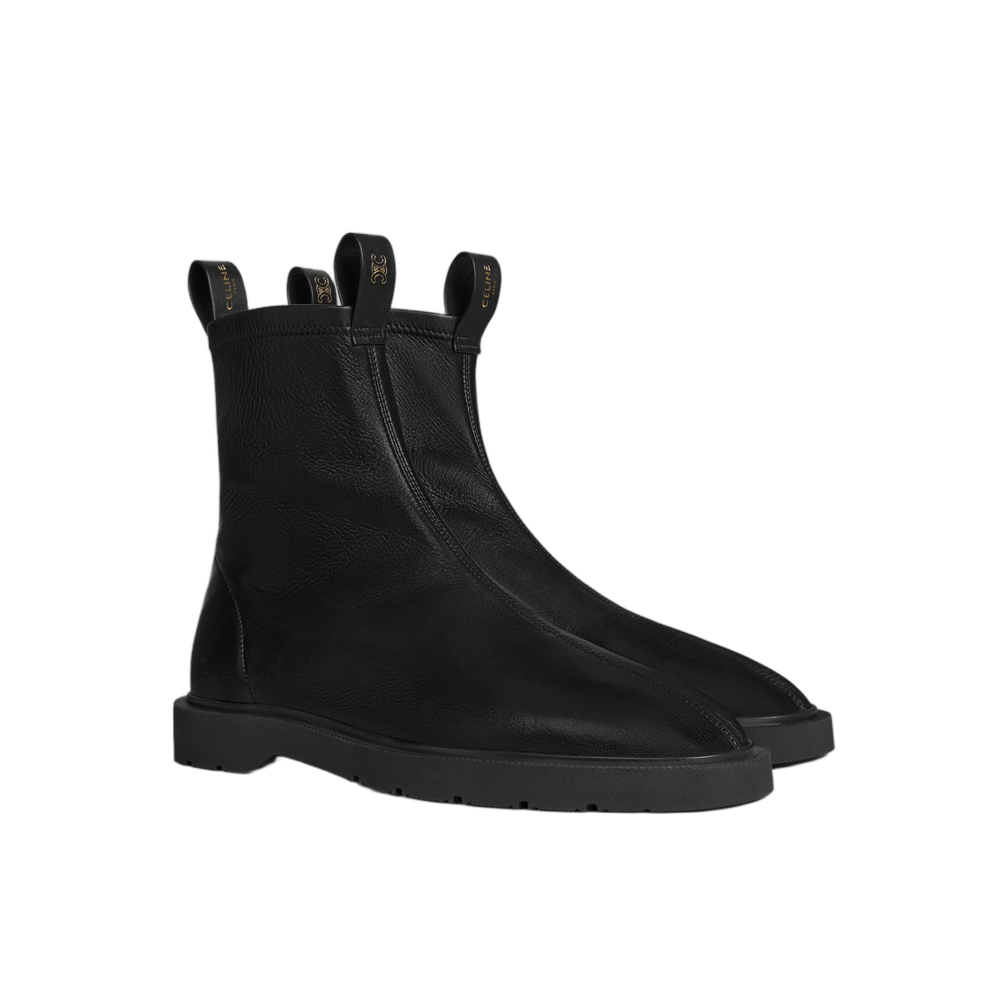 (W) 셀린느 플로우 지퍼 부츠 스트레치 램스킨 블랙((W) Celine Flow Zipped Boot In Stretch Lambskin Black) - 2