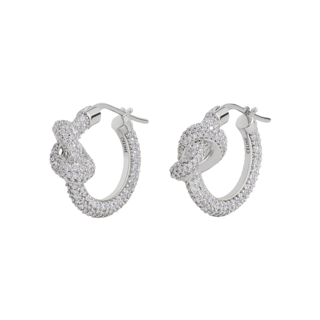셀린느 노트 스파클 훕스 스트라스 앤 브래스 로듐 피니쉬 실버(Celine Knot Sparkle Hoops In Strass and Brass with Rhodium Finish Silver) - 2