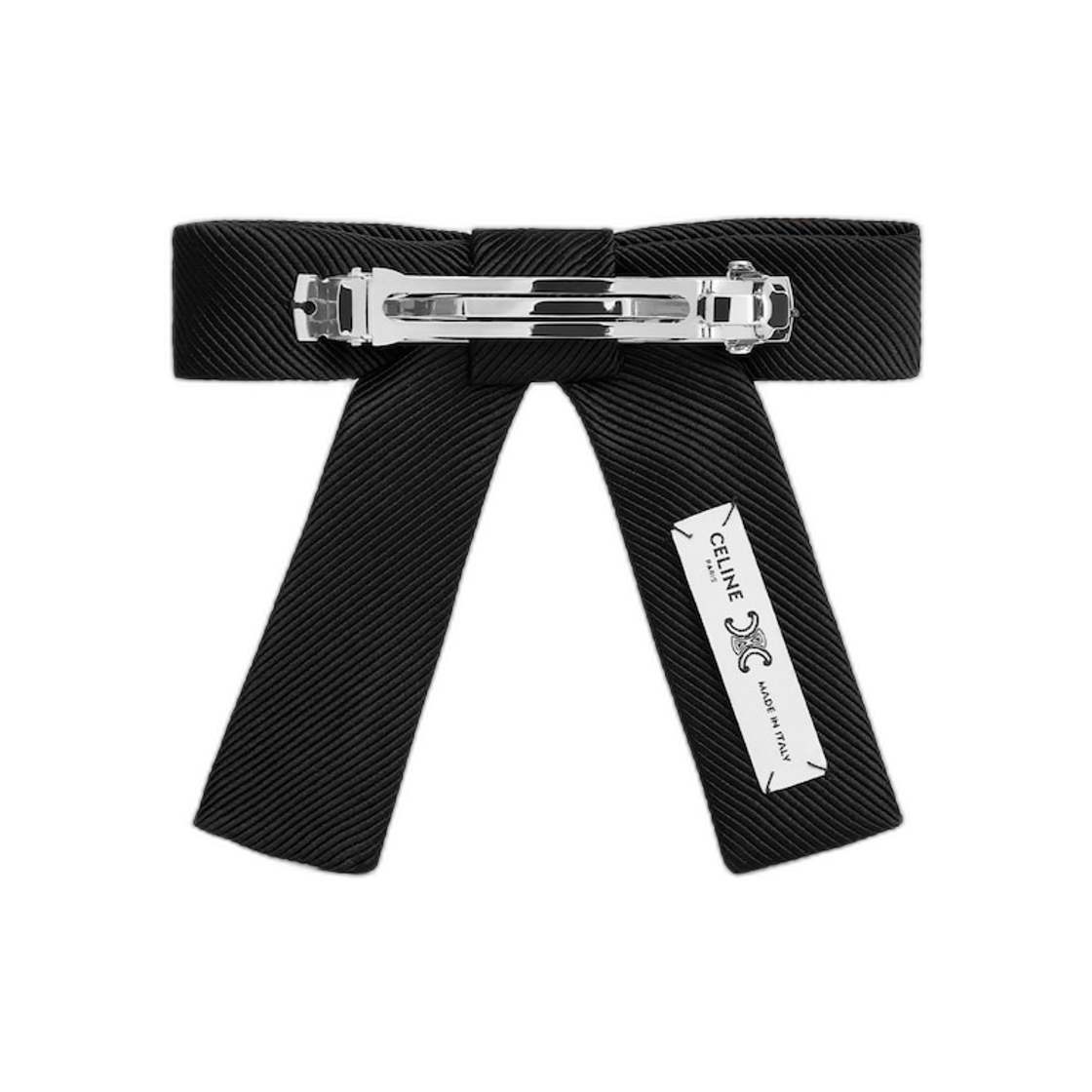 셀린느 리본 헤어 클립 실크 앤 스틸 블랙 실버(Celine Ribbon Hair Clip In Silk and Steel Black Silver) - 3