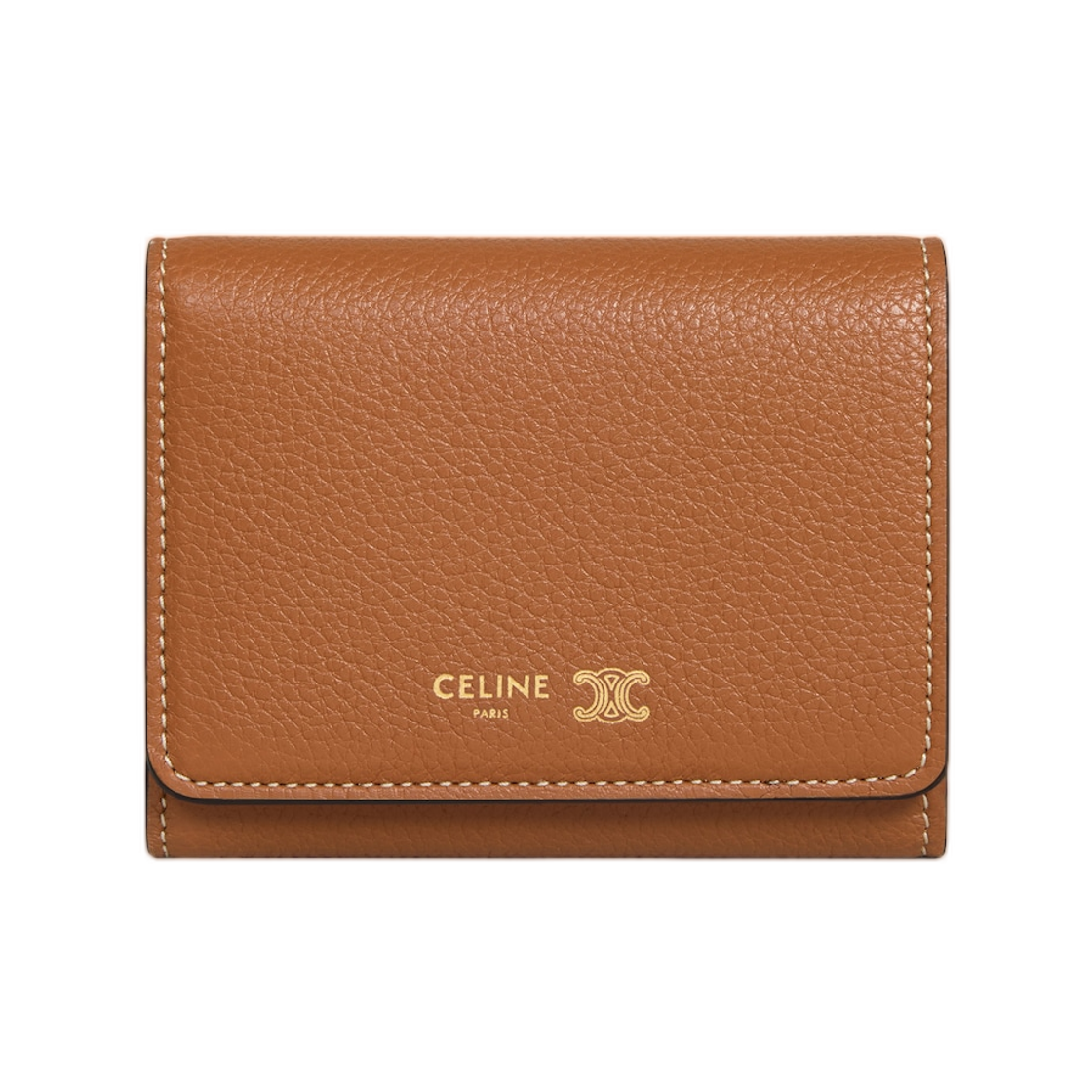 L100A2O54-GHD1 Celine Fine Wallet In Supple Grained Calfskin Soft Tan Soft Cream