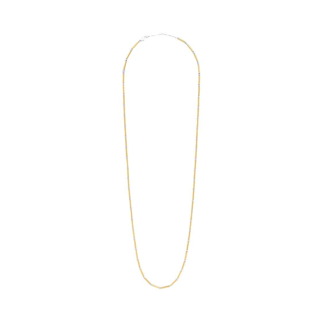 B101Z6BSL-01GS Celine Charms Long Necklace In Brass with Gold and Rhodium Finish Gold Silver