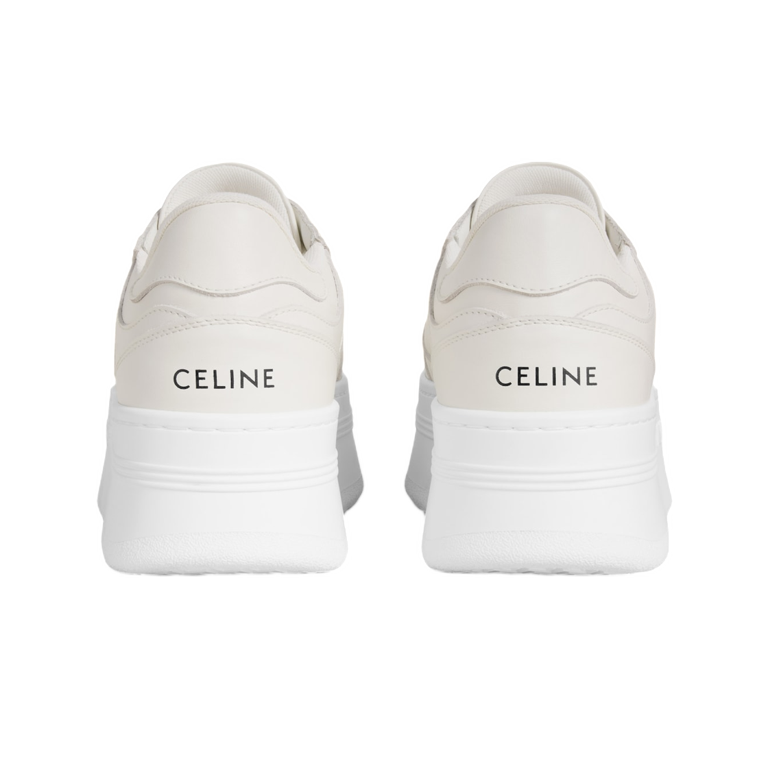 (W) 셀린느 블록 웨지 스니커즈 트리옹프 패치 카프스킨 옵틱 화이트((W) Celine Block Wedge Sneaker with Triomphe Patch In Calfskin Optic White) - 3