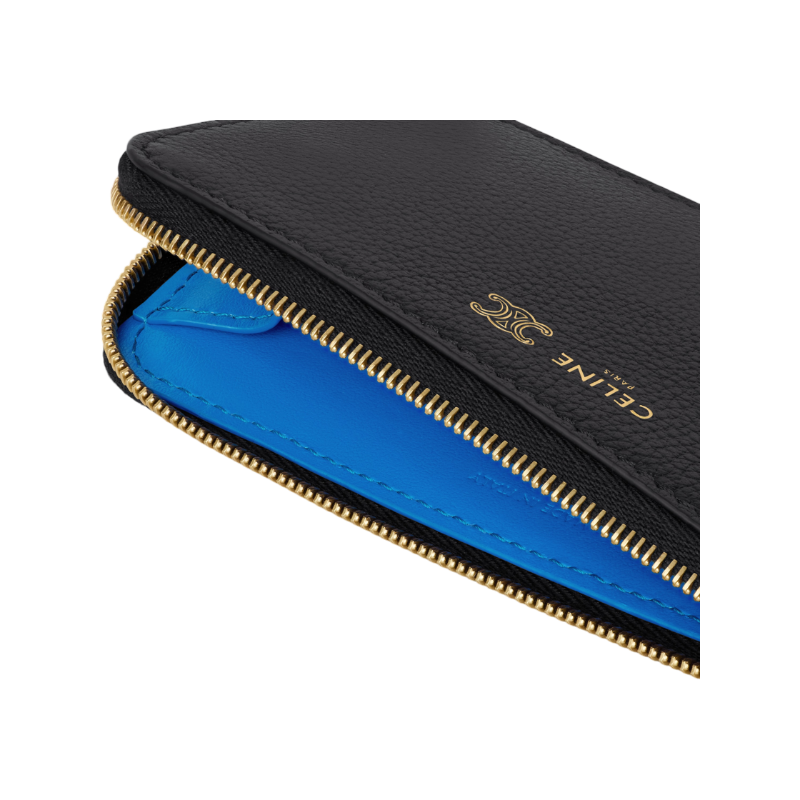 셀린느 롱 지퍼 카드 홀더 서플 그레인드 카프스킨 블랙 울트라 블루(Celine Long Zipped Card Holder In Supple Grained Calfskin Black Ultra Blue) - 2