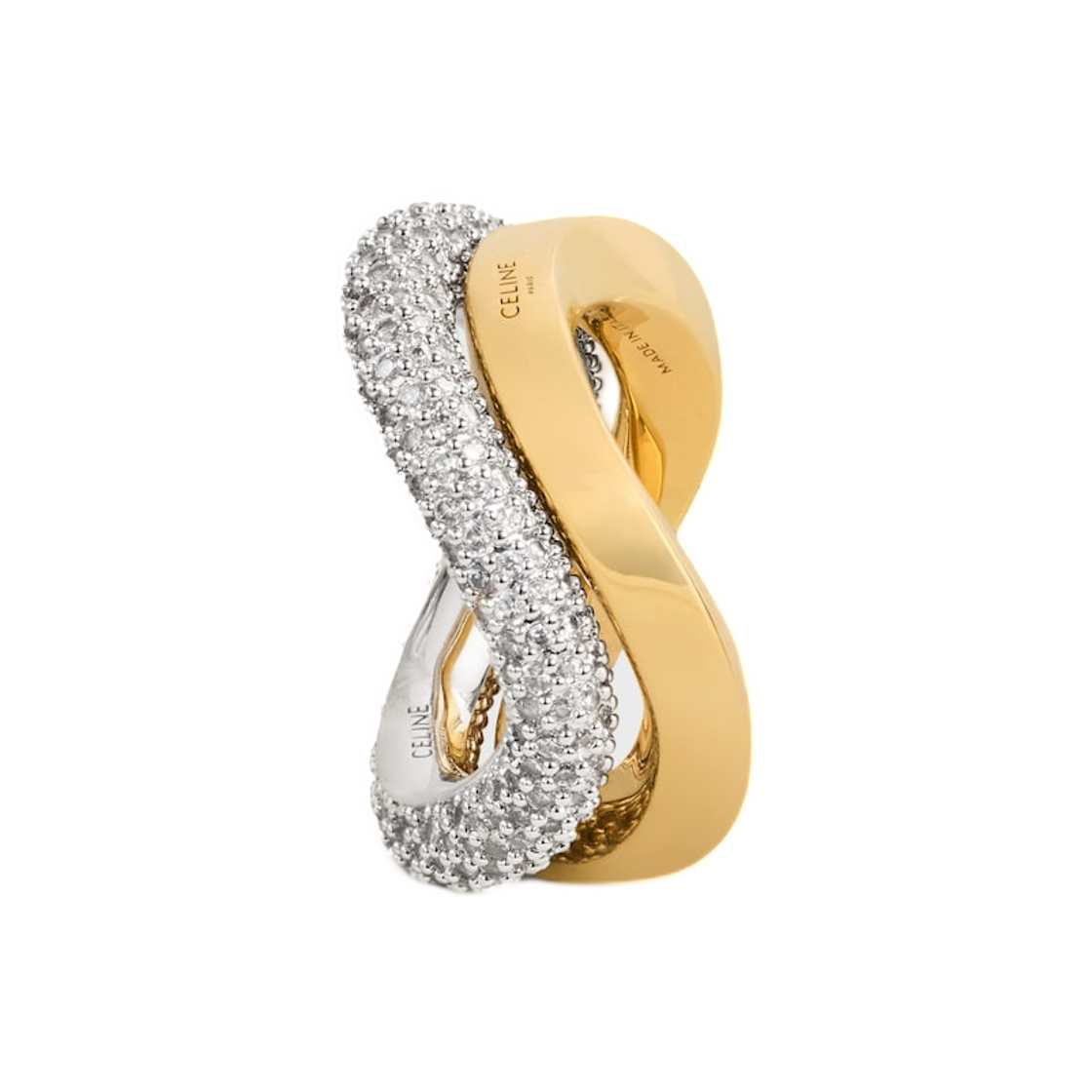 셀린느 폼 아브스트레이트 세트 오브 링즈 스트라스 앤 브래스 골드 앤 로듐 피니쉬 골드 실버(Celine Formes Abstraites Set of Rings In Strass and Brass with Gold and Rhodium Finish Gold Silver) - 3