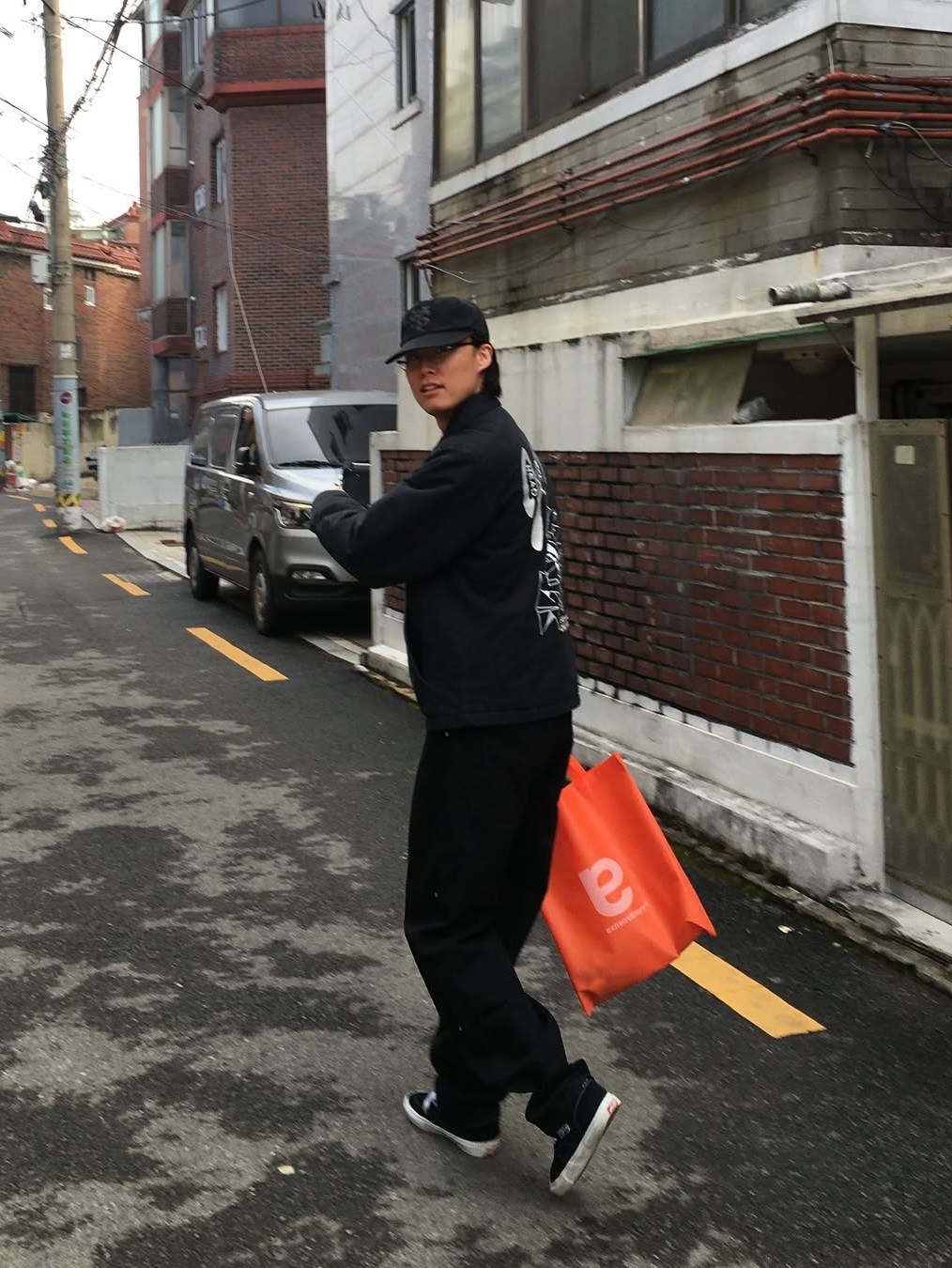 Sunday Ceremony Sy Logo 5 Panel Cotton Cap - Black 착용 스타일 - 6