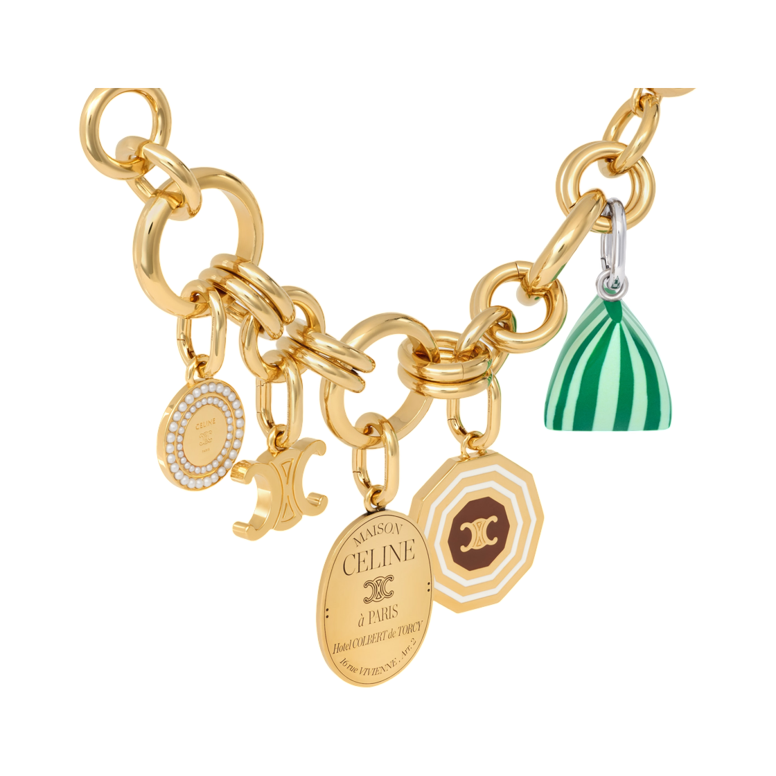 셀린느 참 펄 메달 레진 펄 앤 브래스 골드 피니쉬 골드 아이보리(Celine Charms Pearl Medal In Resin Pearls and Brass with Gold Finish Gold Ivory) - 2