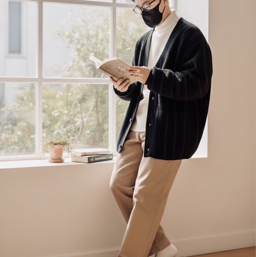 Uniqlo x Needles Fleece Oversized Cardigan Black - JP 착용 스타일