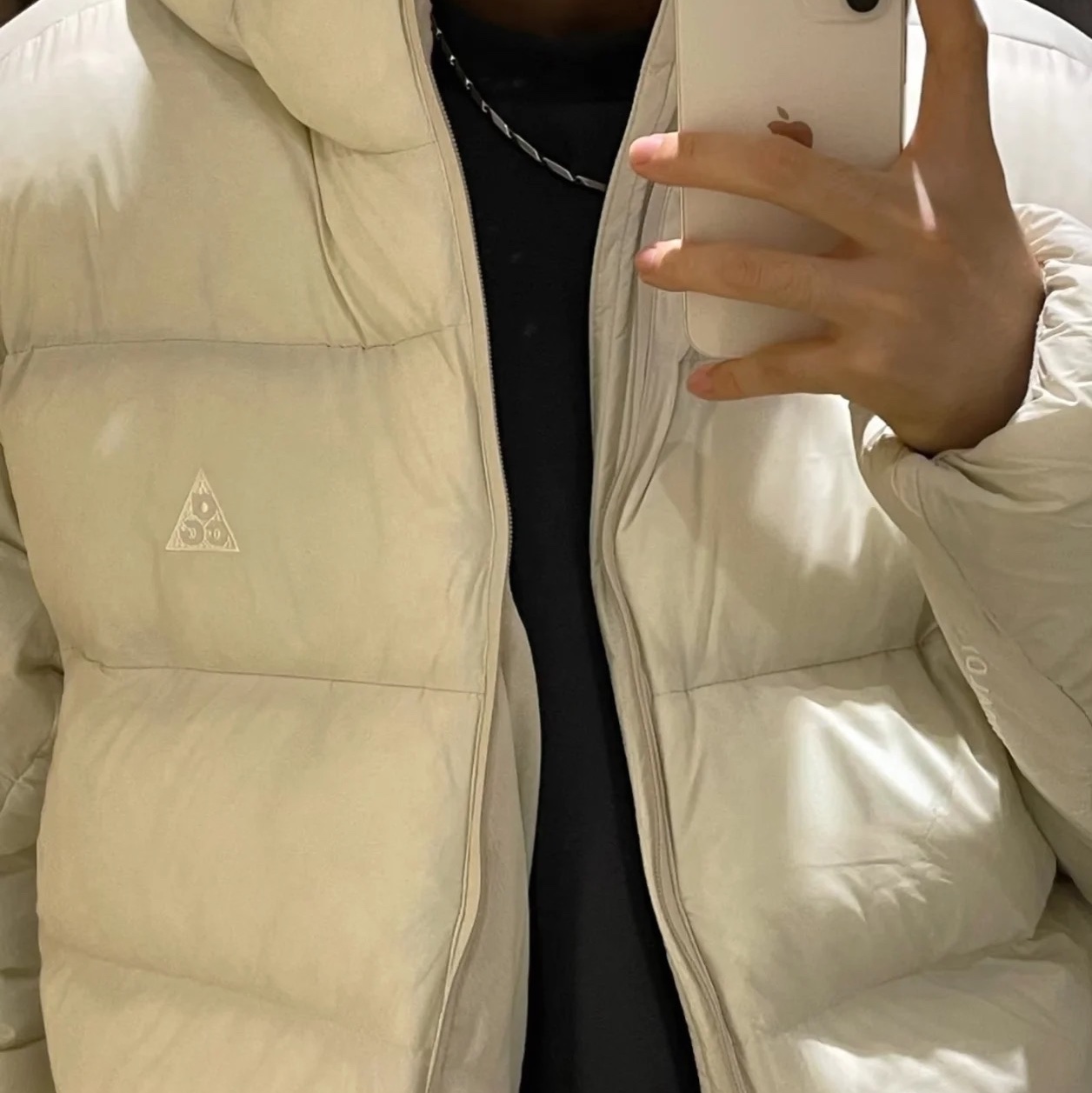 Nike ACG Lunar Lake PrimaLoft Therma-FIT ADV Loose Hooded Jacket Light Orewood Brown Summit White - US/EU 착용 스타일 - 5