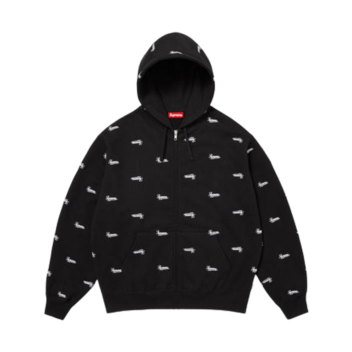 슈프림 리핏 스크립트 집업 후드 스웨트셔츠 블랙 - 25FW(Supreme Repeat Script Zip Up Hooded Sweatshirt Black - 25FW) - 1
