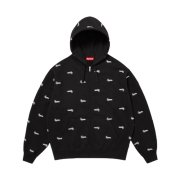 Supreme Repeat Script Zip Up Hooded Sweatshirt Black - 25FW