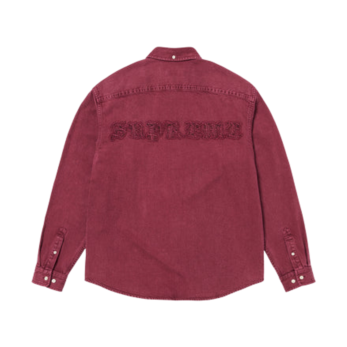 슈프림 아플리케 데님 셔츠 워시드 레드 - 25FW