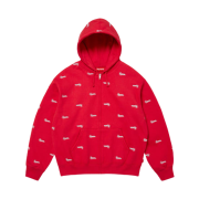 Supreme Repeat Script Zip Up Hooded Sweatshirt Red - 25FW