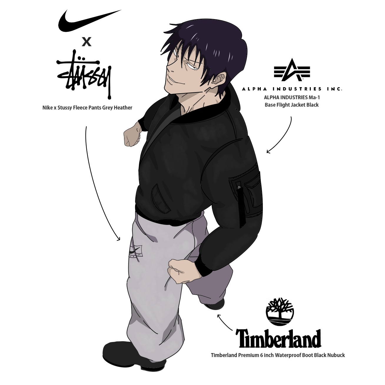 ALPHA INDUSTRIES Ma-1 Base Flight Jacket Black, Vivienne Westwood Two Side Single Orb Muffler Plum 착용 스타일 - 2