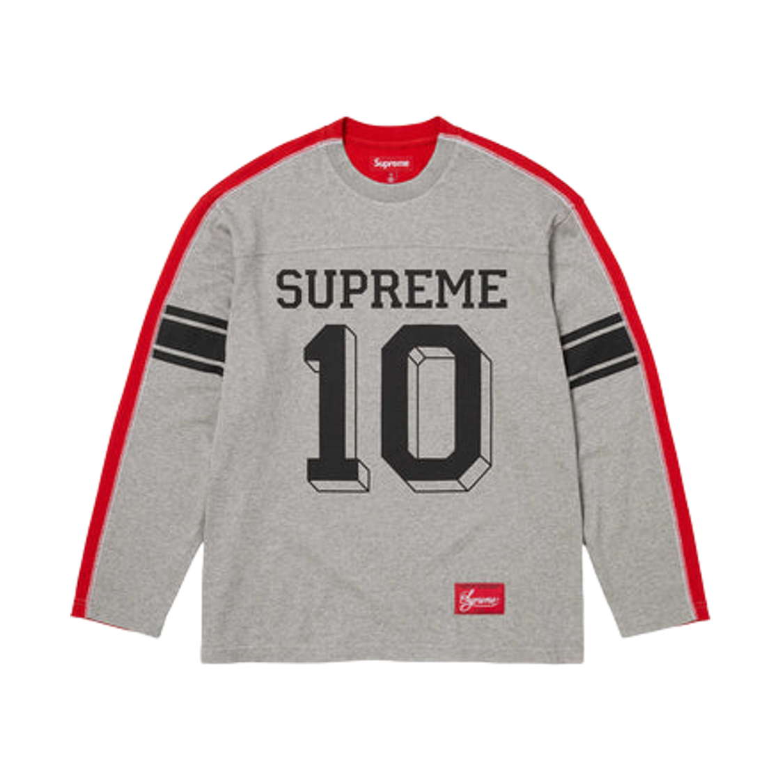 슈프림 스플릿 롱슬리브 풋볼 탑 헤더 그레이 - 25FW