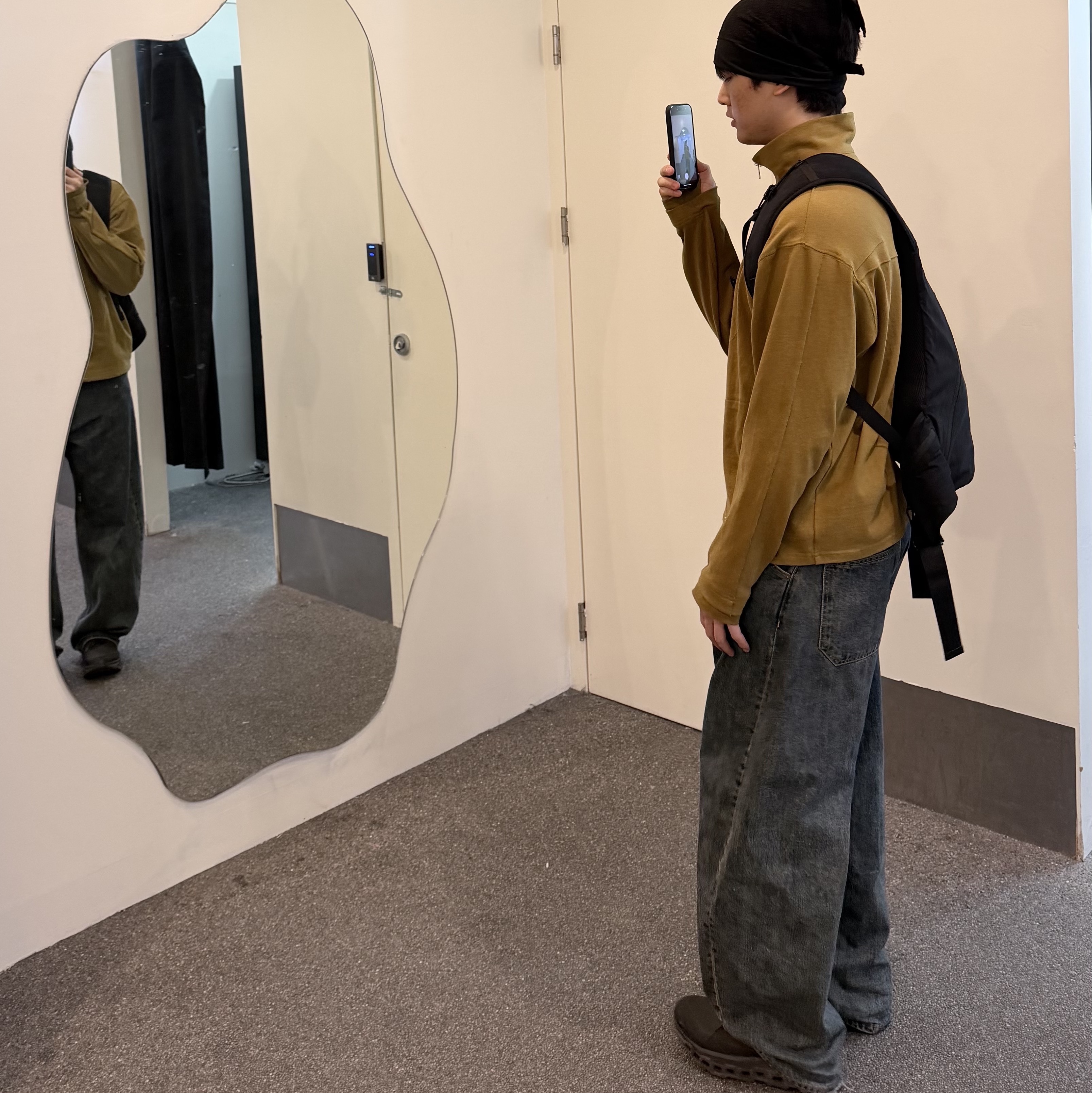 On Running x Post Archive Faction (Paf) Cloudmonster 2 Thorn Brown, Hatchingroom Wide Curve Jeans Washed Blue 착용 스타일