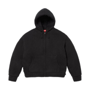 Supreme Faux Shearling Lined Zip Up Hooded Sweater Black - 25FW
