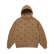Supreme Repeat Script Zip Up Hooded Sweatshirt Dark Khaki - 25FW