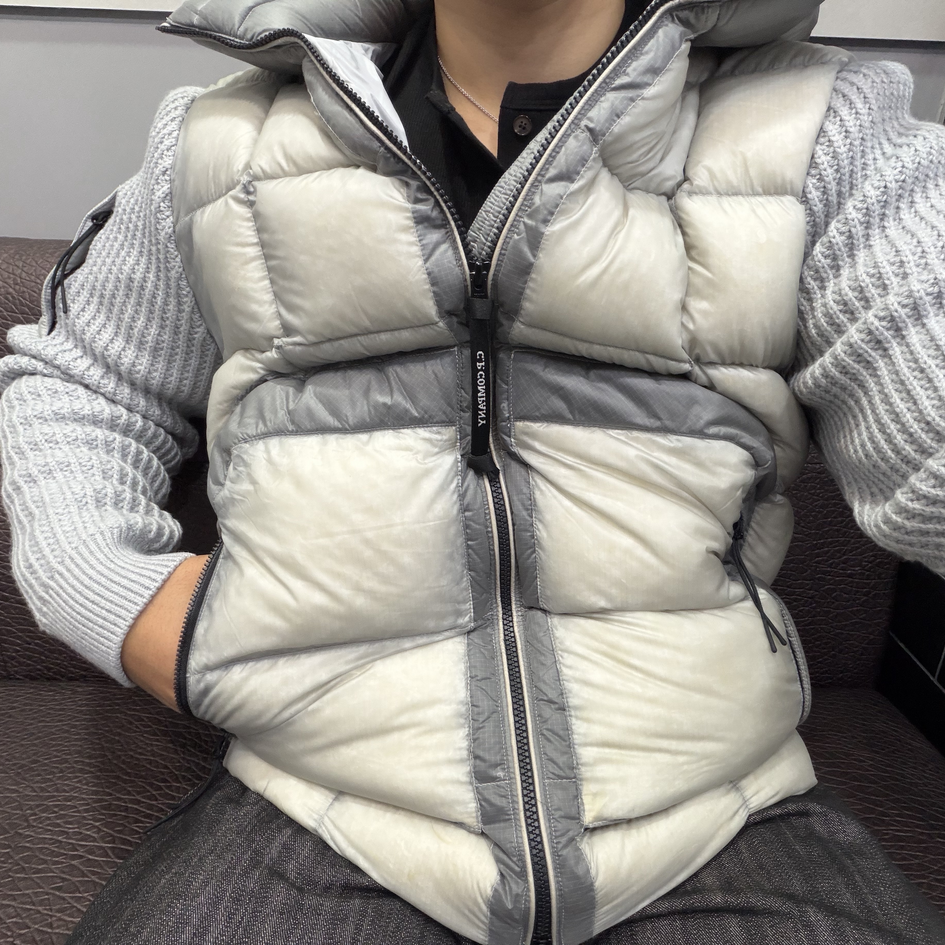 C.P. Company Korea Exclusive Extra Fine Merino Wool D.D. Shell Mixed Knit Lunar Rock - 25FW 착용 스타일