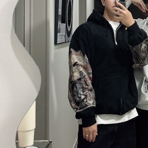 Supreme x Michael Jackson Dangerous Zip Up Hooded Sweatshirt Black - 25FW 착용 스타일