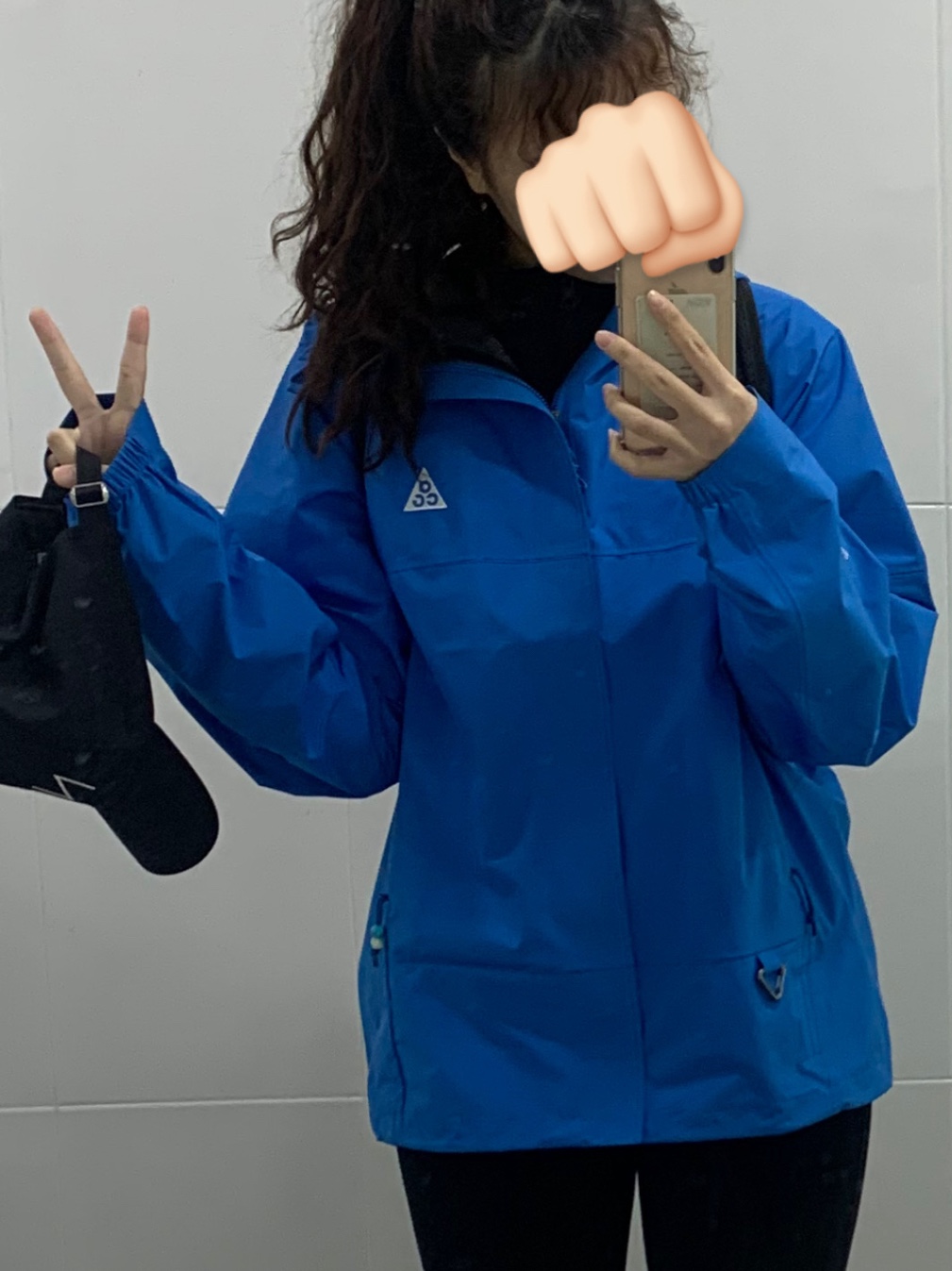 Nike ACG Storm-Fit ADV Cascade Rains Full Zip Jacket Light Photo Blue Summit White - Asia, Heisan Ultra-light Compact Pocketbag - Ice 착용 스타일 - 4