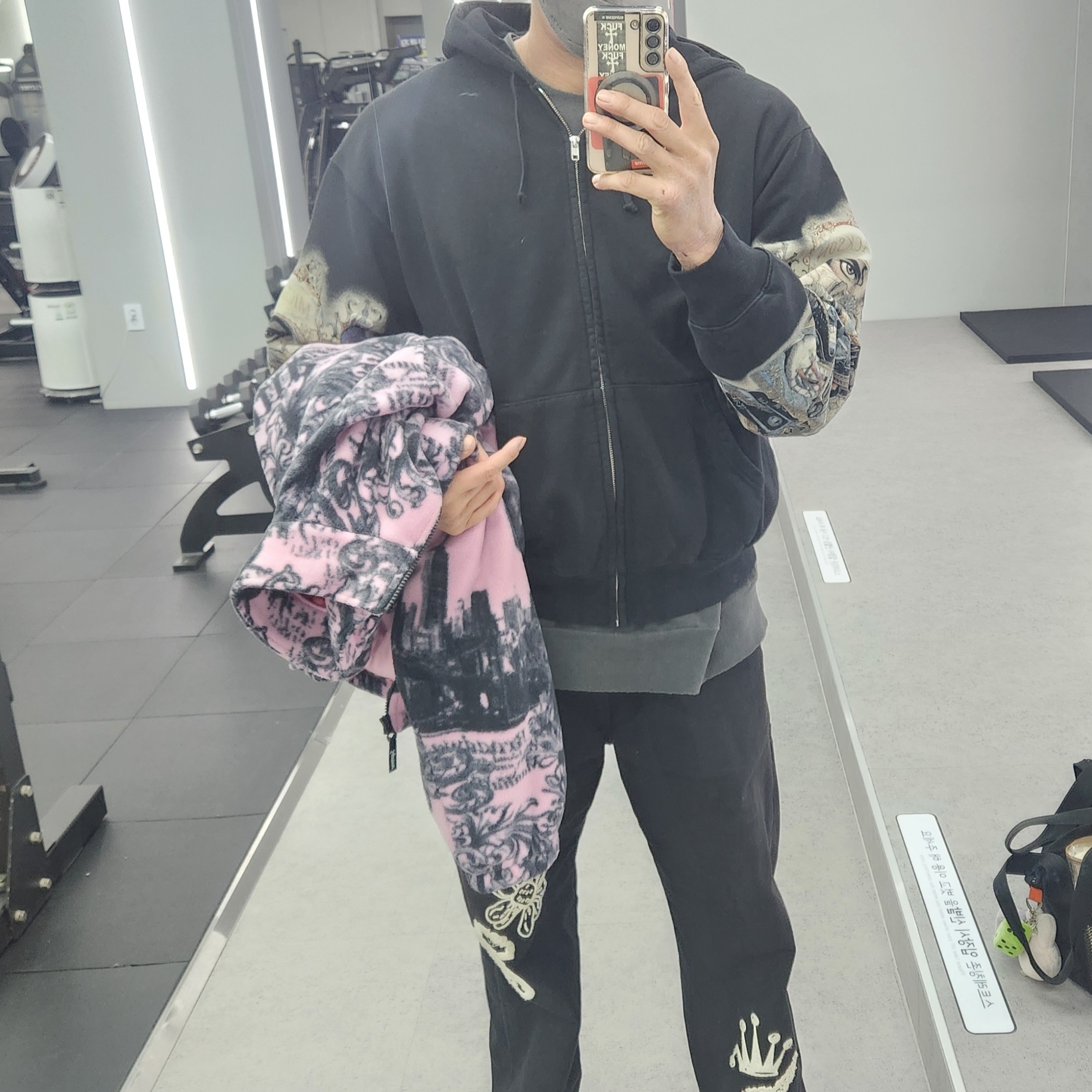 Supreme x Michael Jackson Dangerous Zip Up Hooded Sweatshirt Black - 25FW, Dr. Martens x Supreme 1461 3-Eye Shoe Black - 25FW 착용 스타일 - 3