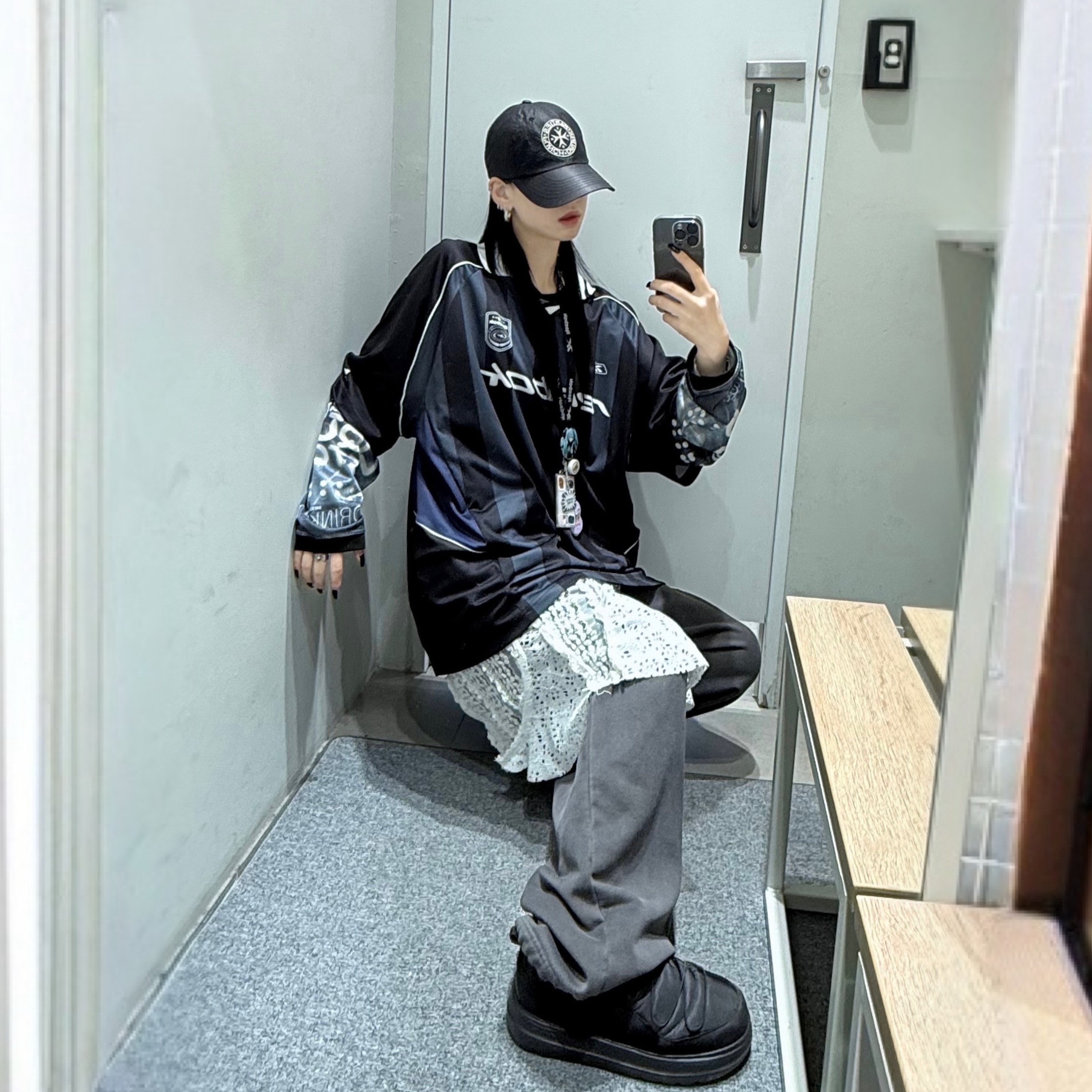 Punch Drunk Parties Nylon High Ball Cap BLACK 착용 스타일 - 2