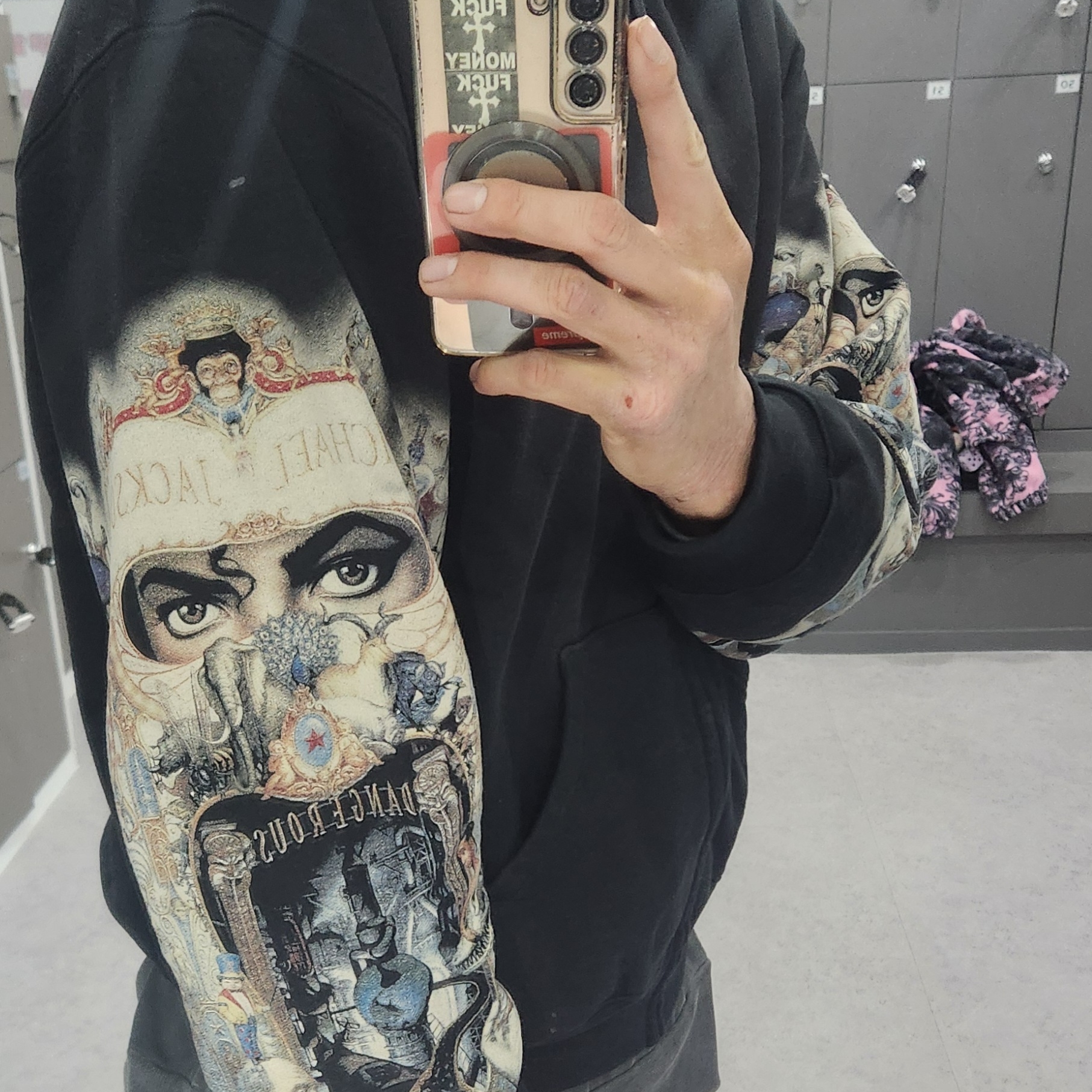 Supreme x Michael Jackson Dangerous Zip Up Hooded Sweatshirt Black - 25FW, Dr. Martens x Supreme 1461 3-Eye Shoe Black - 25FW 착용 스타일 - 1
