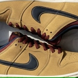 Nike SB Dunk Low Pro Celestial Gold and Dark Team Red 착용 스타일