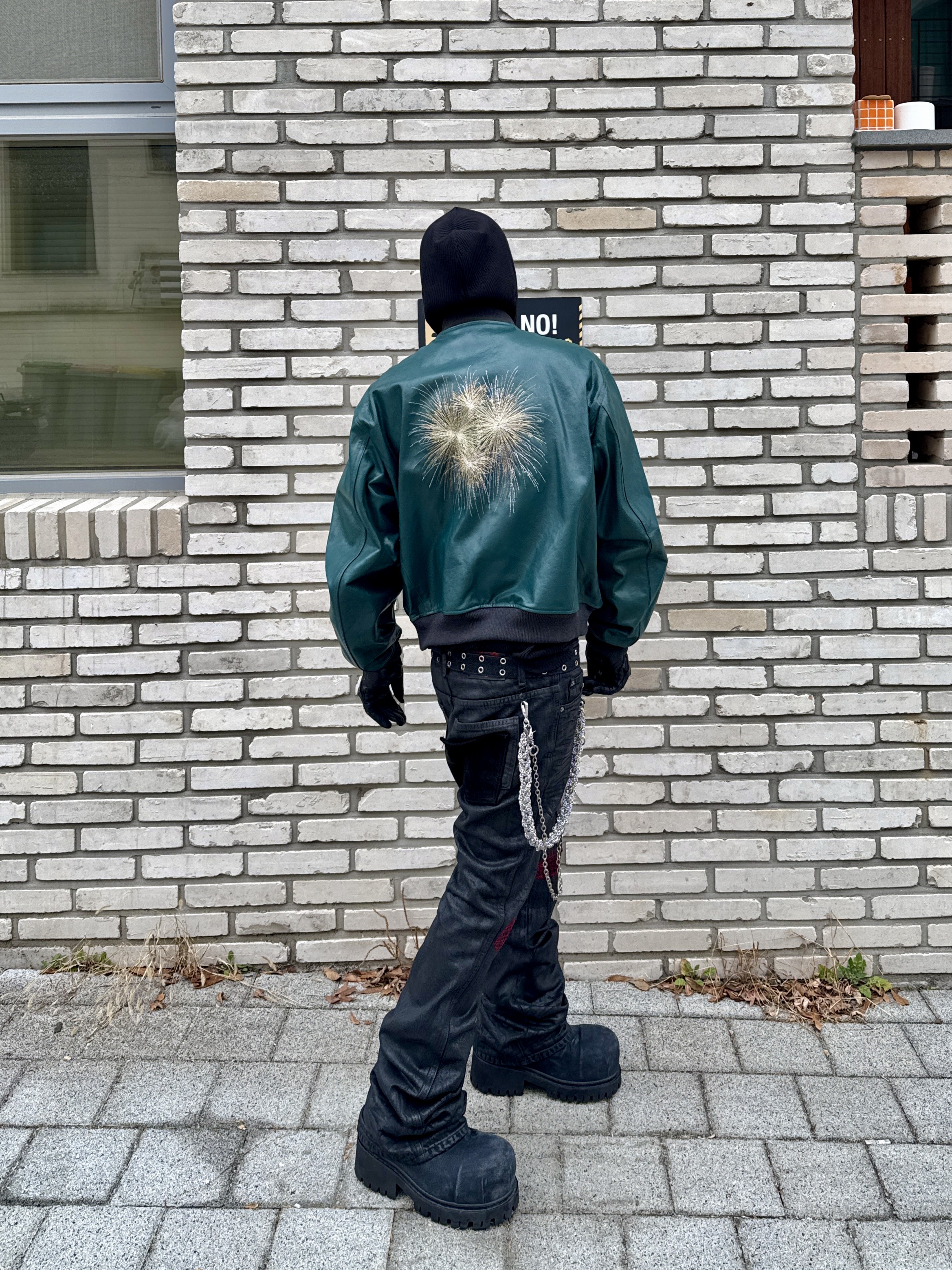 Balenciaga Stomper Bootie Black, Undermycar Hommage Embraced The Fireworks Goatskin Blouson Red - 24FW 착용 스타일 - 1