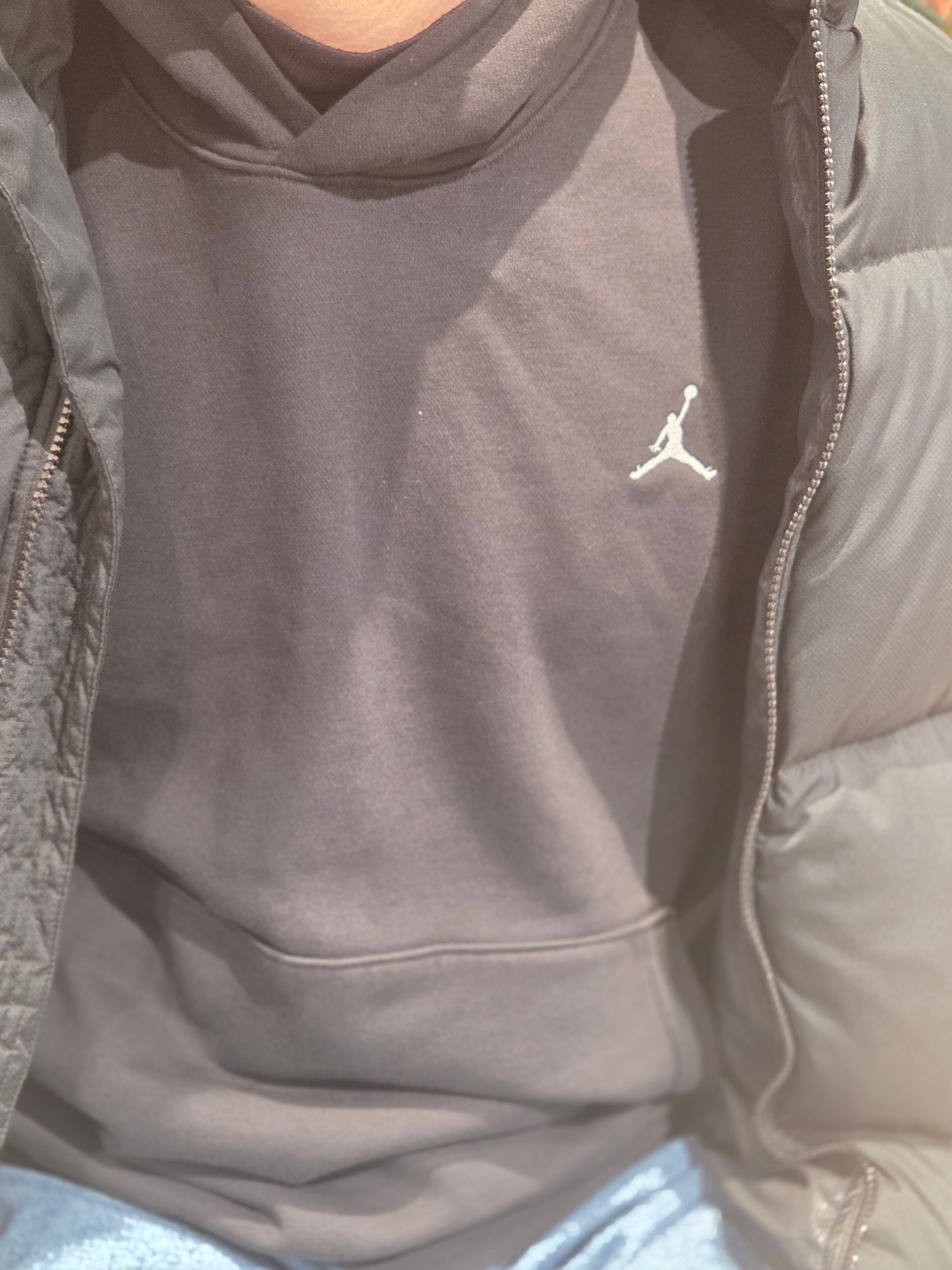 Jordan Essentials Loopback Fleece Pullover Hoodie Black - Asia 착용 스타일