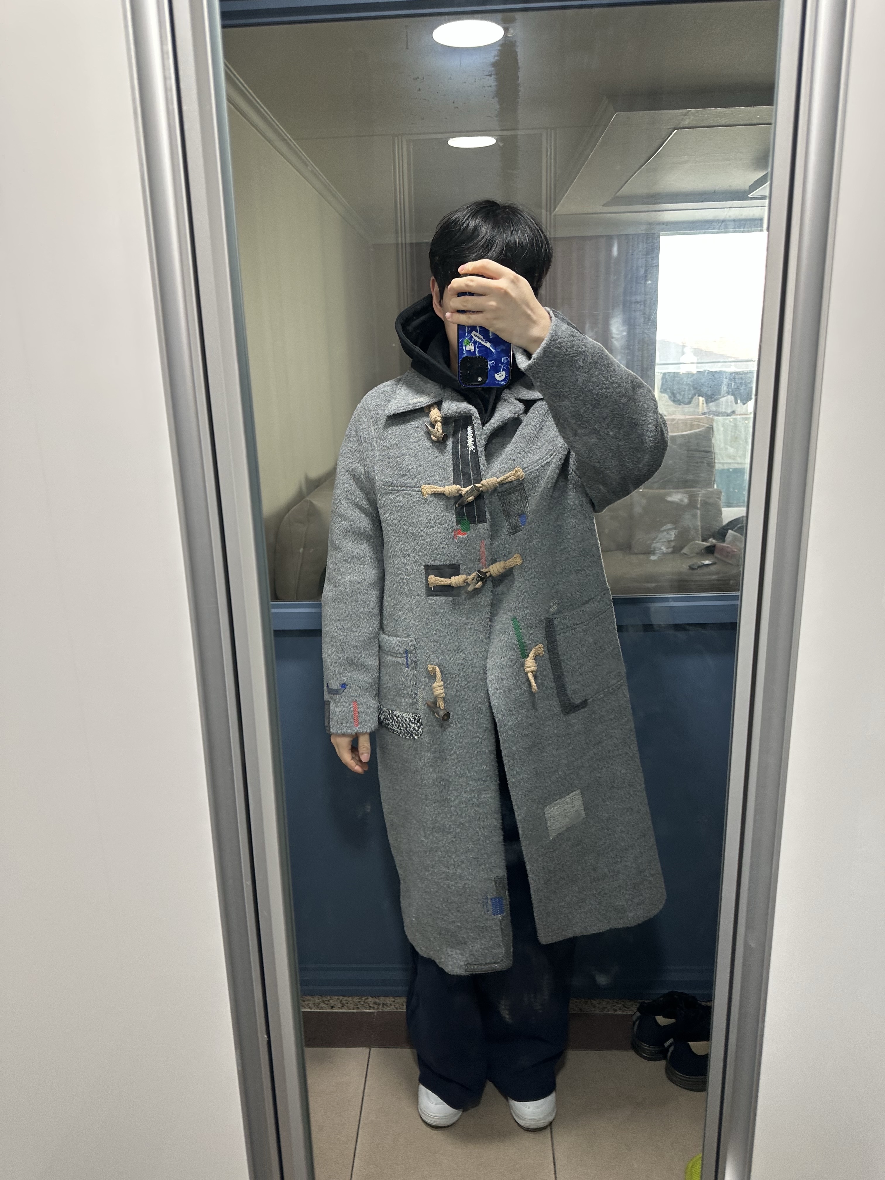 Ader Error Rubas Coat Charcoal 착용 스타일