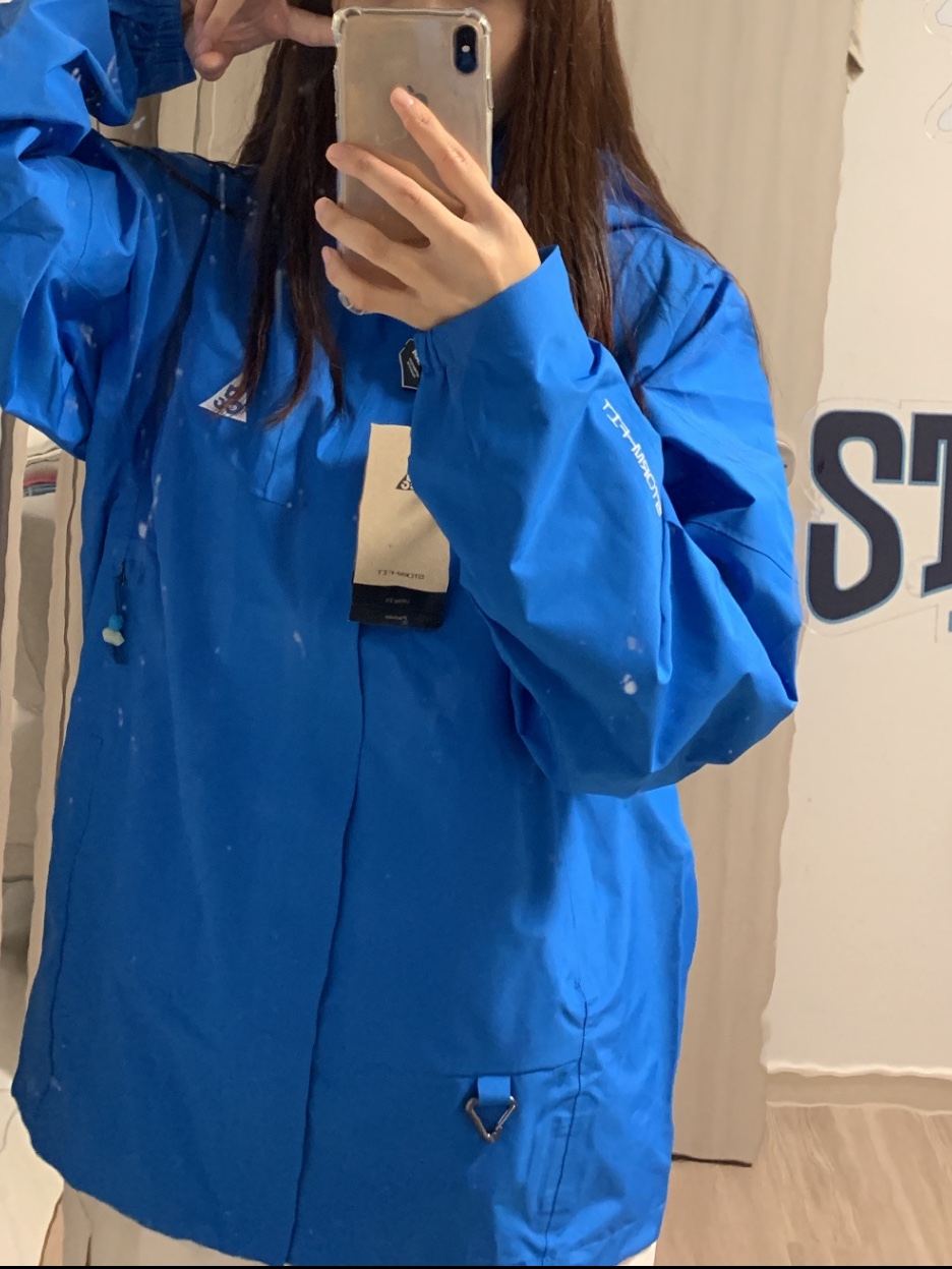 Nike ACG Storm-Fit ADV Cascade Rains Full Zip Jacket Light Photo Blue Summit White - Asia, Heisan Ultra-light Compact Pocketbag - Ice 착용 스타일 - 5