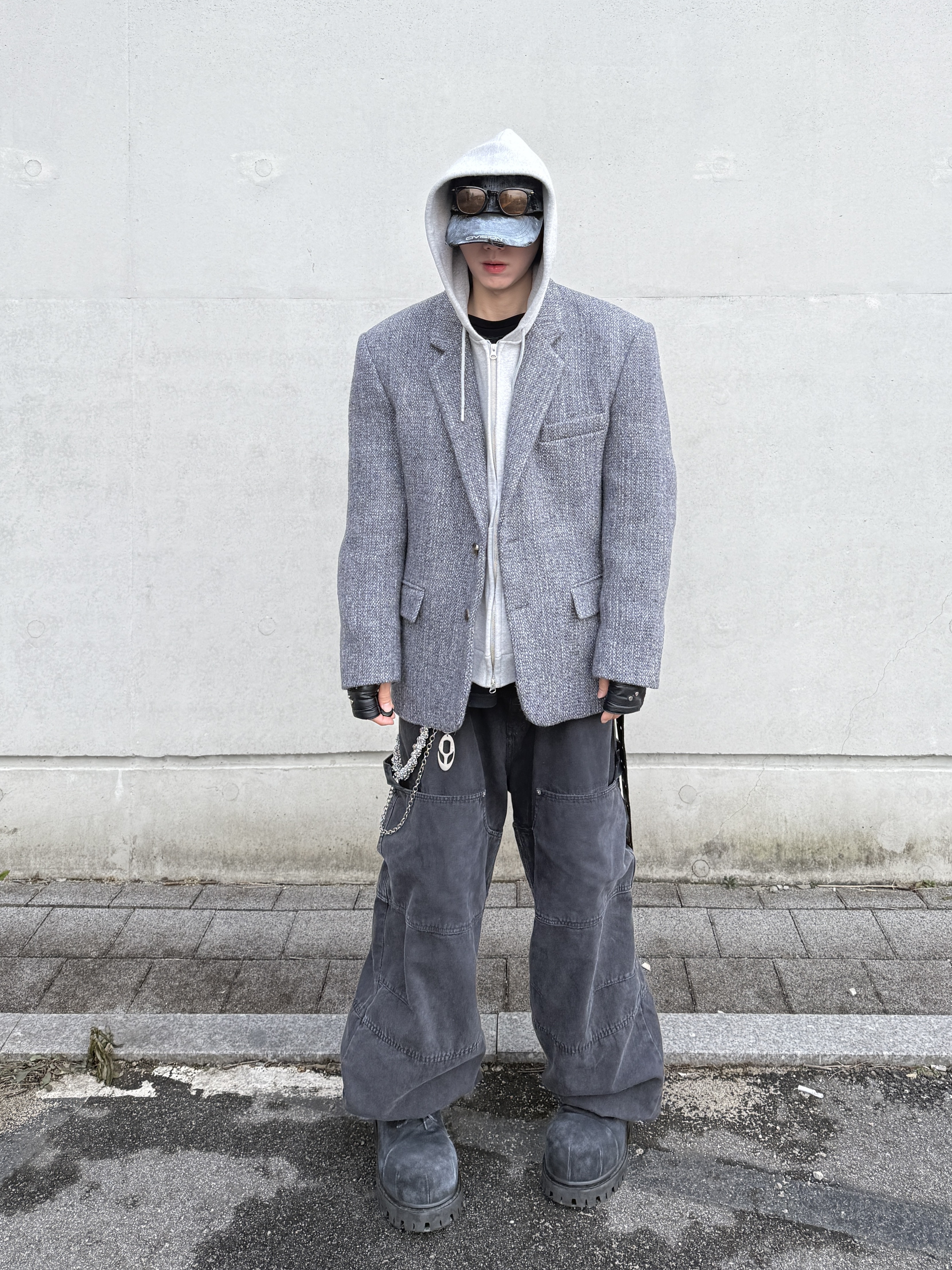 Kamien x MJD Double Hole Belt Black Shearling Calfskin, Nonnod Double knee cover pants Vintage black 착용 스타일 - 7