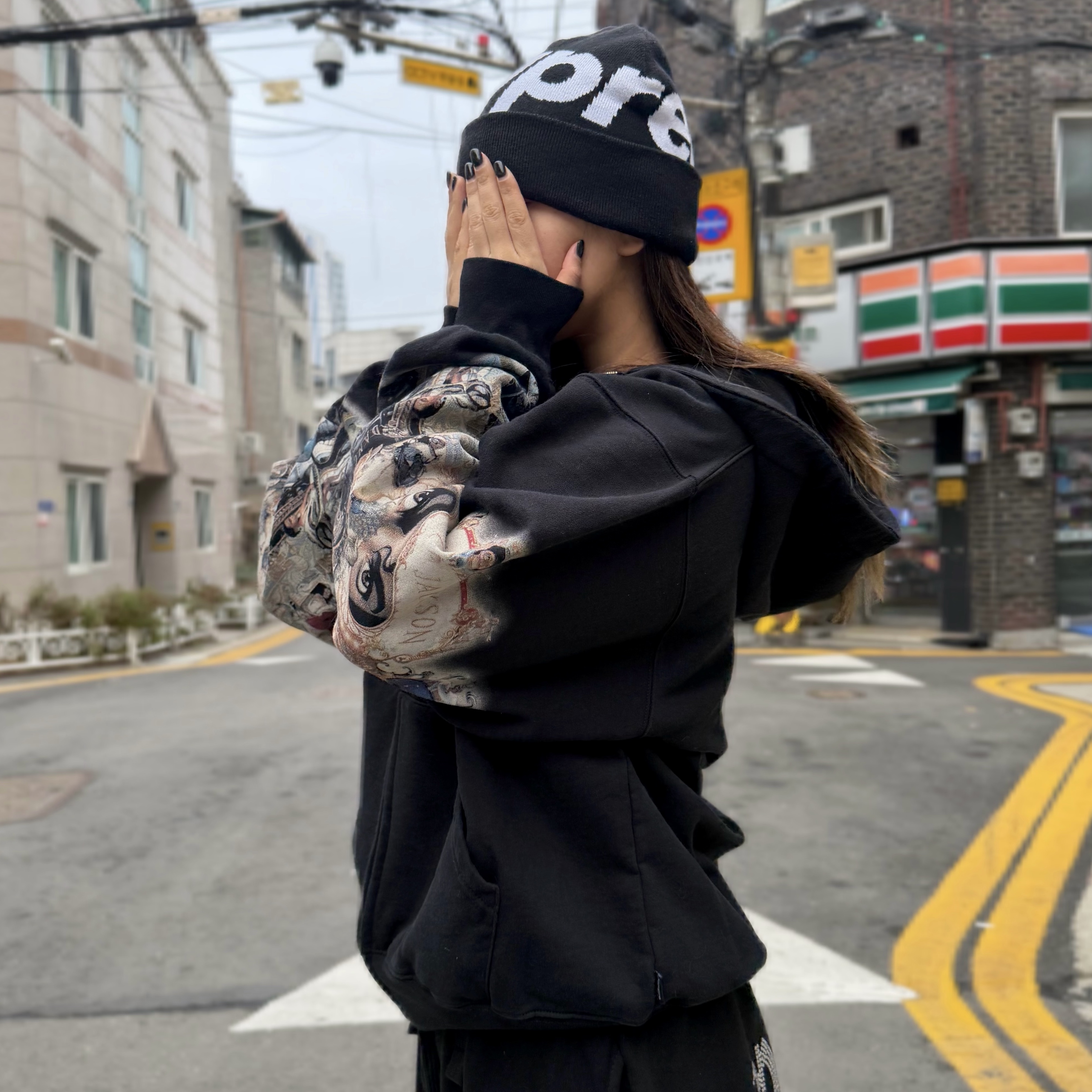 Supreme x Michael Jackson Dangerous Zip Up Hooded Sweatshirt Black - 25FW 착용 스타일