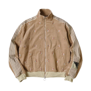 Kapital 11W Stretch Corduroy Duck Embroidery Track Jacket Banner Stripe God Beige