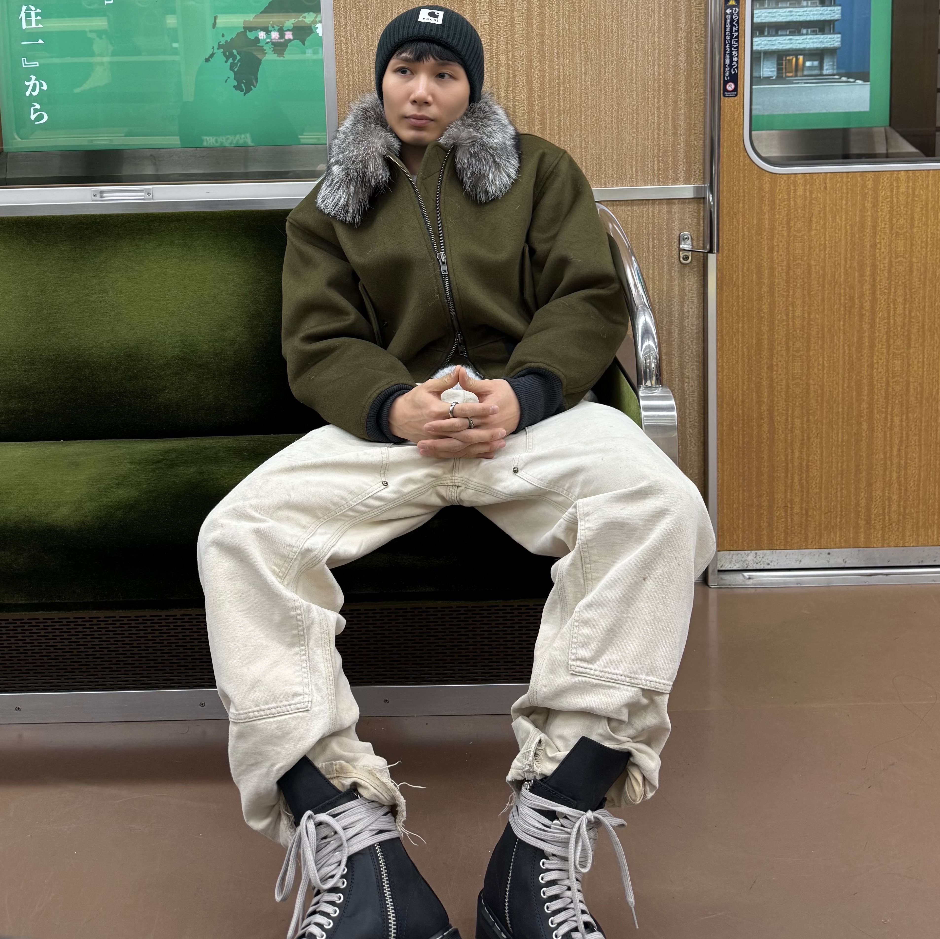 Dr. Martens x Rick Owens Quad Sole Steel Toe Boots Black 착용 스타일 - 1