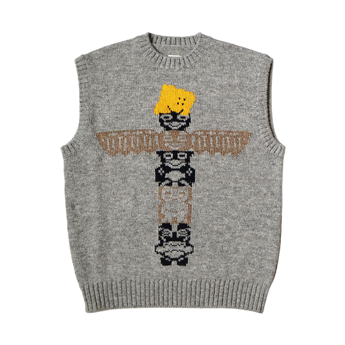 K2510KN090 Kapital 5G Wool Peckish Totem Pole Vest Gray