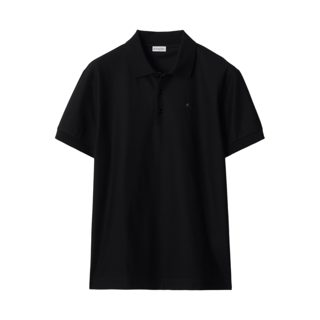 8116183 Burberry Slim Fit Metal EKD Check Cotton Polo Shirt Black