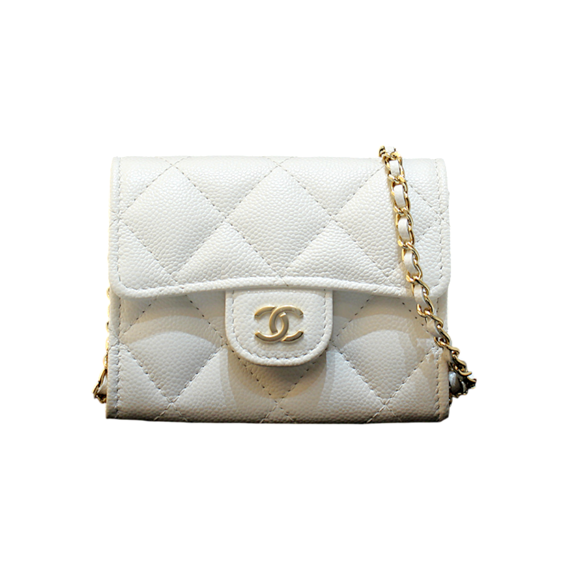 ITVSRF67KTPB Chanel Classic Caviar Mini Chain Card Wallet with Chip AP0238