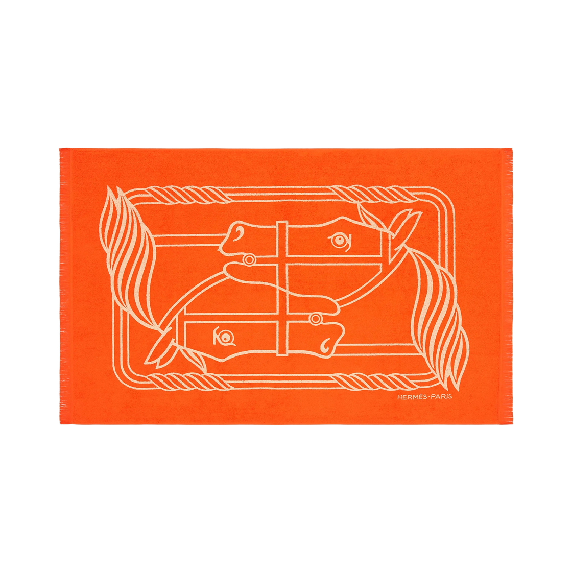 H103949M01 Hermes Yachting Tatoo Quadrige Small Beach Towel Cotton Terry & Geranium