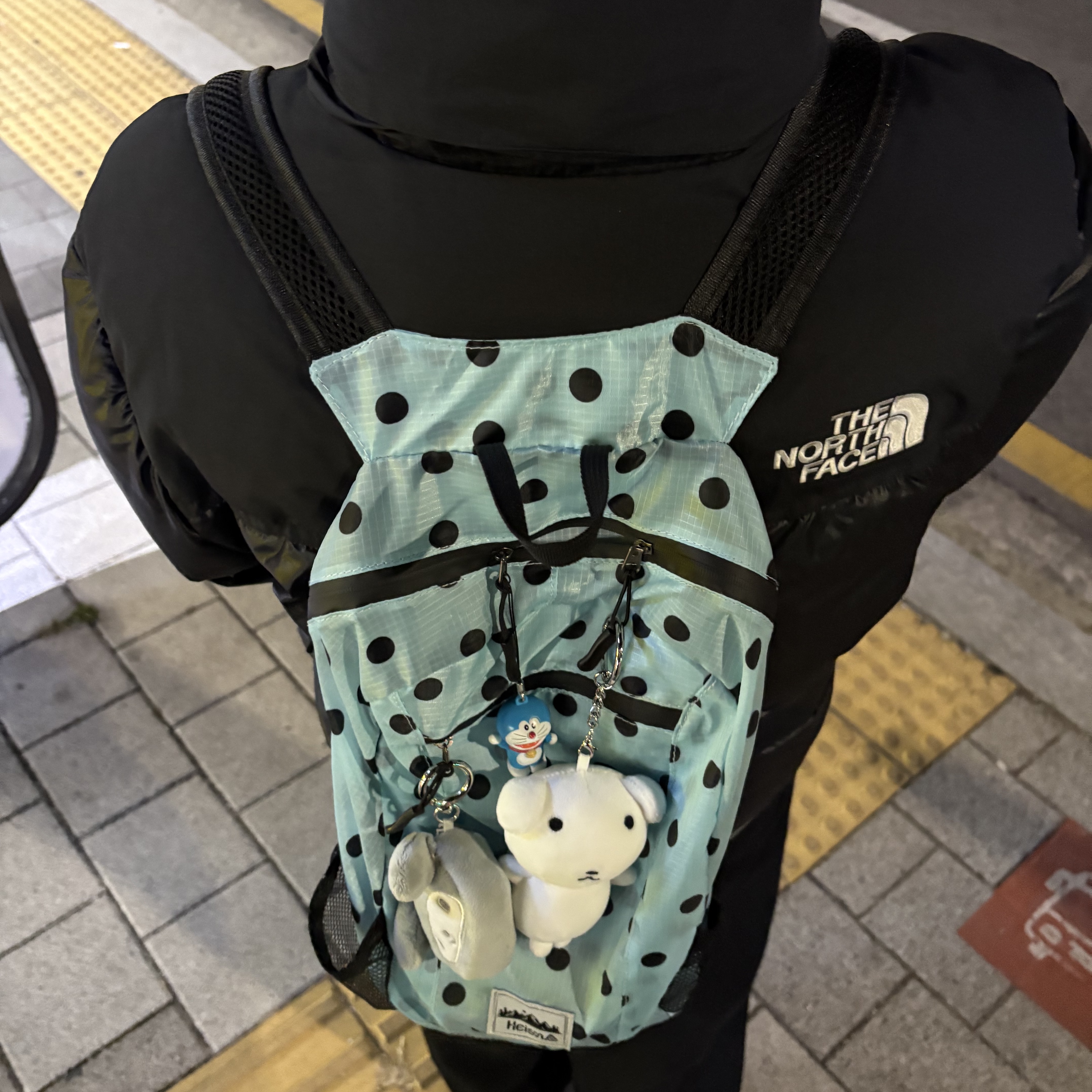 Heisan Ultra-light Compact Pocket Bag V1 Dot - Sky 착용 스타일 - 1