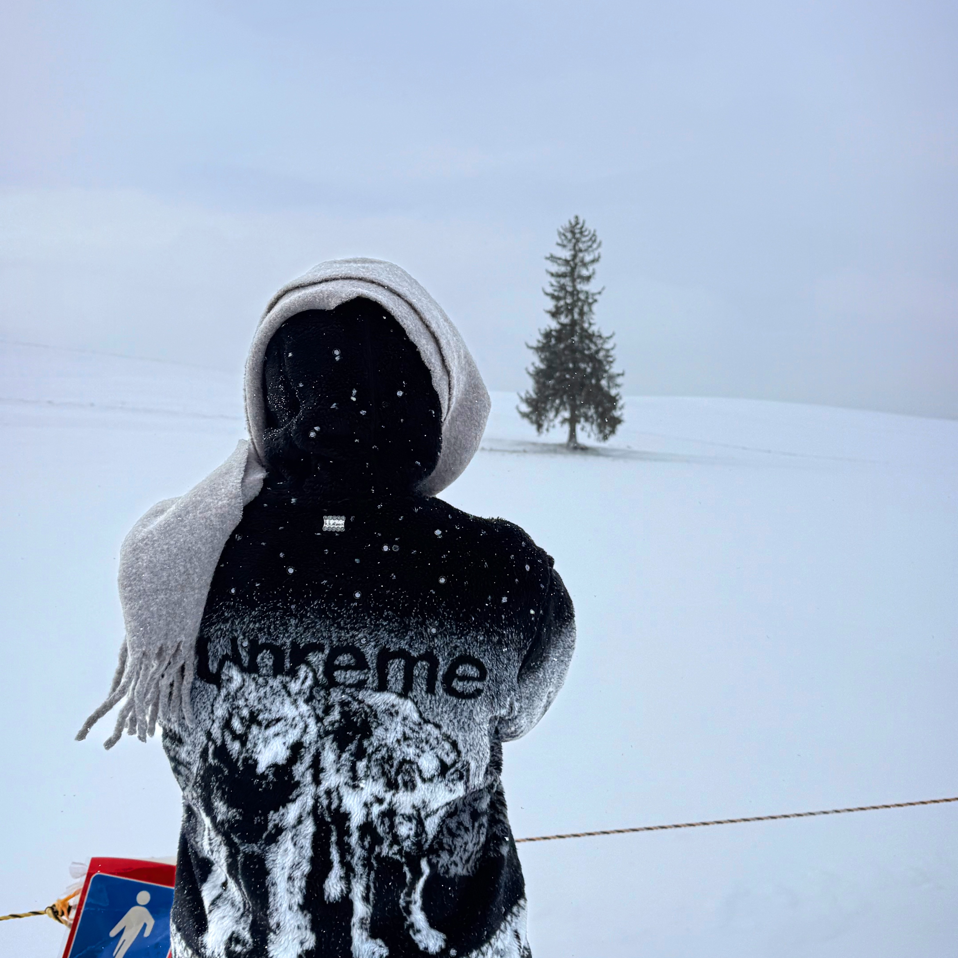 Supreme x B.B. Simon Reversible Hooded Fleece Jacket Black - 25FW 착용 스타일 - 3