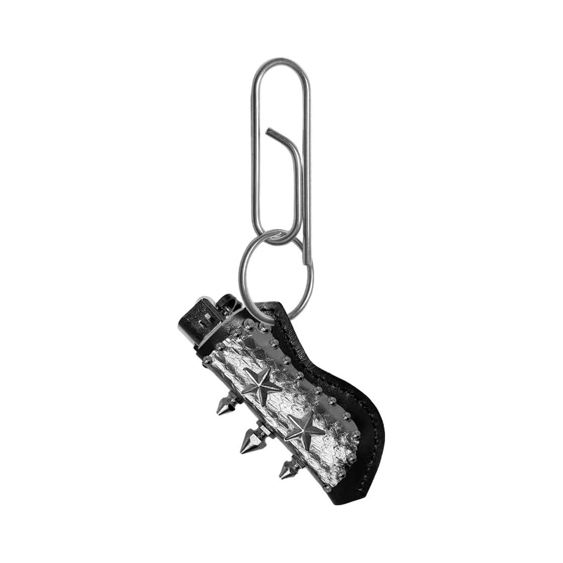 DN-LTR-14 DIRT NAP Double Star Spike Leather Lighter Holder Keyring Black