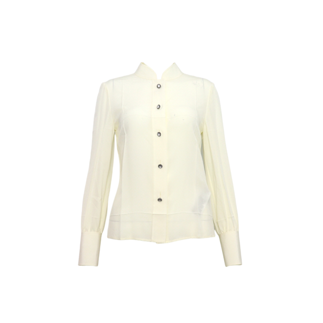 IT8KNCFS4QHR Gucci Silk Crepe de Chine Crystal Button Women's Shirt
