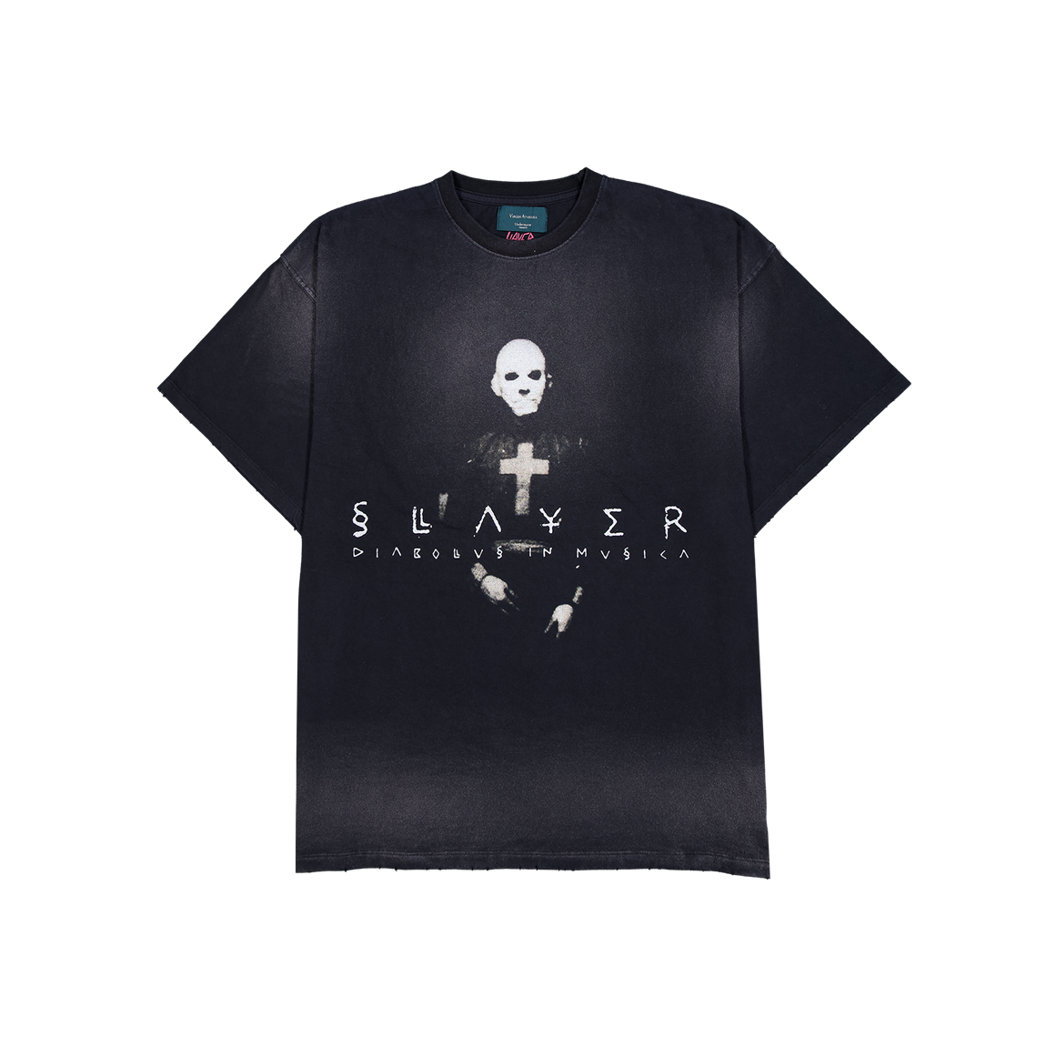 슬레이어 언더마이카 디아블러스 인 뮤지카 빈티지 워시드 티셔츠 블랙(SLAYER Undermycar Diabolus In Musica Vintage Washed T-Shirts Black)