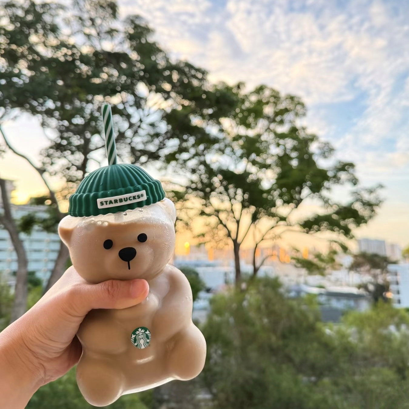 Starbucks Autumn Bearista Glass Cold Cup 591ml 착용 스타일