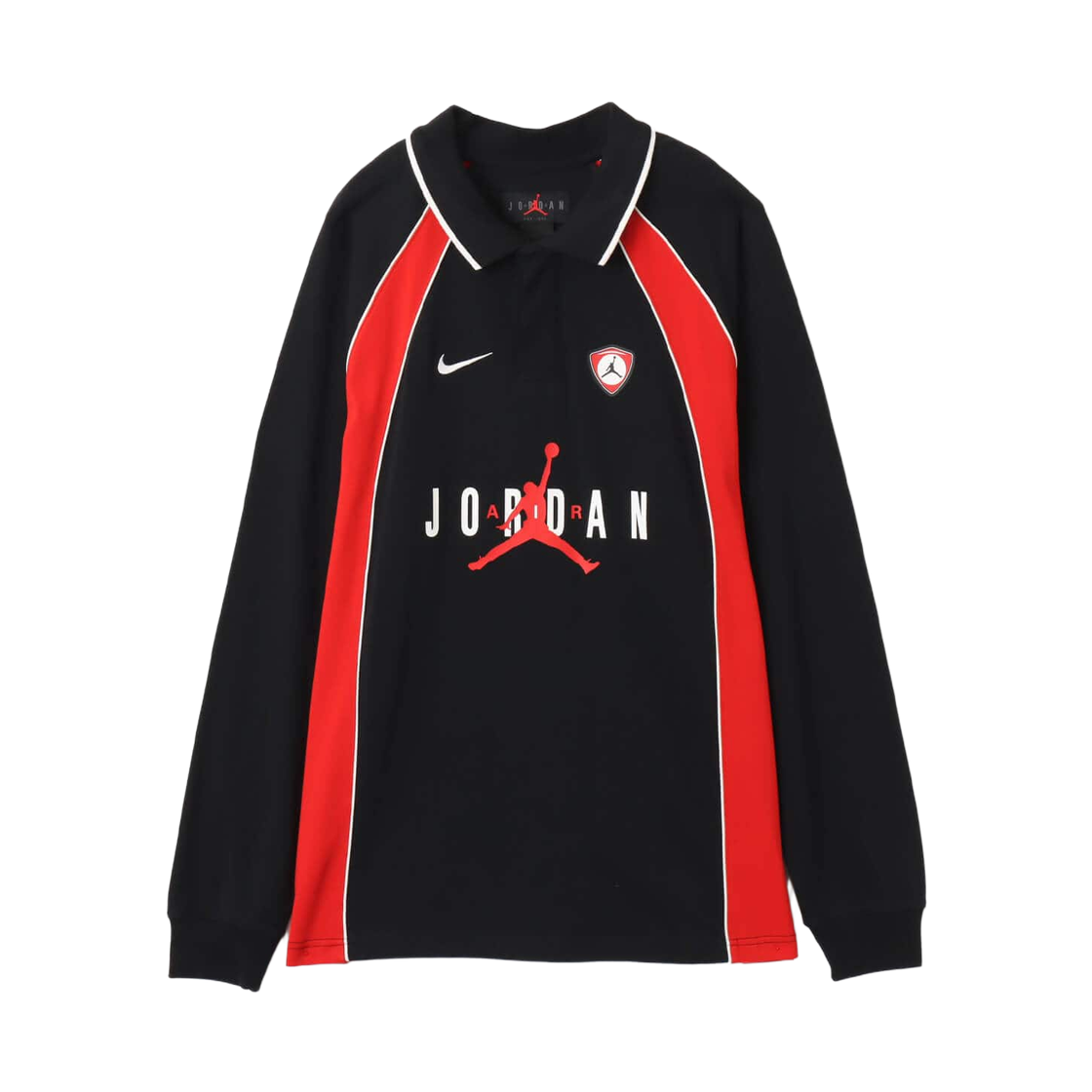 IF1915-010 Jordan Flight Long Sleeve Polo Jersey Black University Red (IF1915-010)
